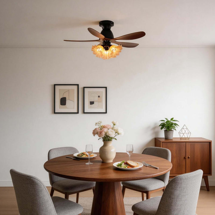 Vwyn Ceiling Fan Light - Mid-Century Glass Bedroom Light