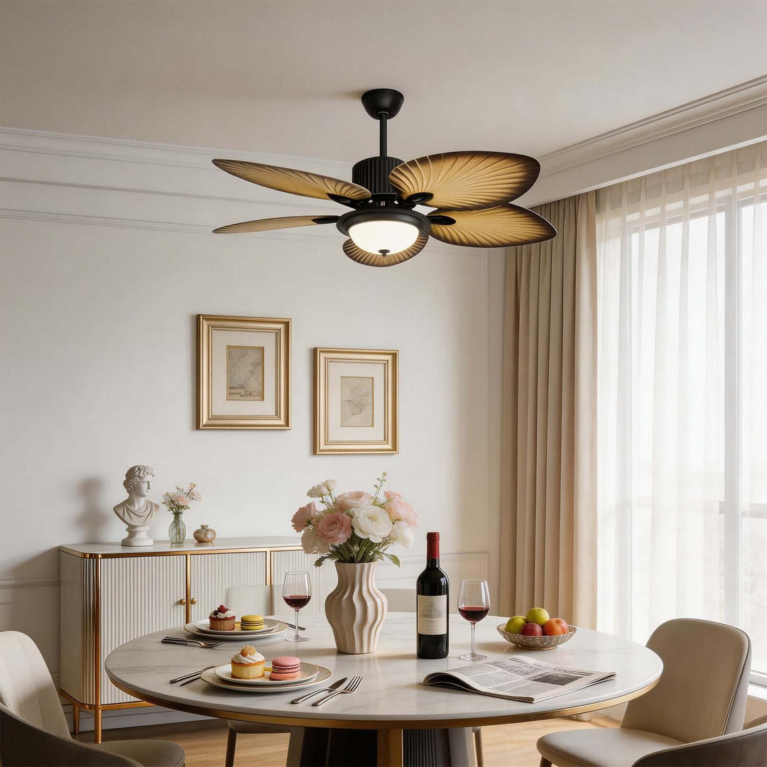 Vyloxis Ceiling Fan Light | French Glass Living Room Light