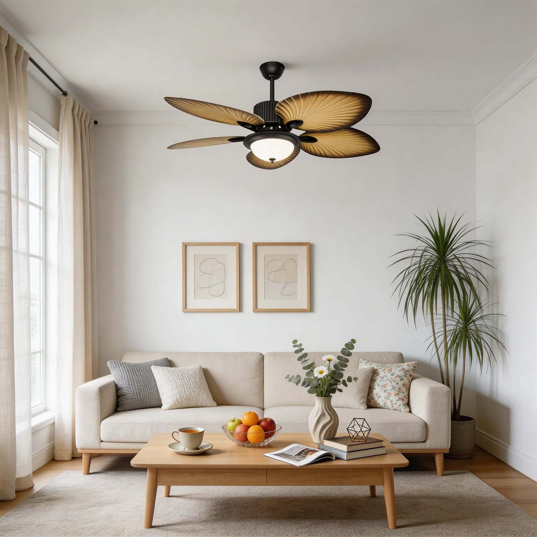 Vyloxis Ceiling Fan Light | French Glass Living Room Light