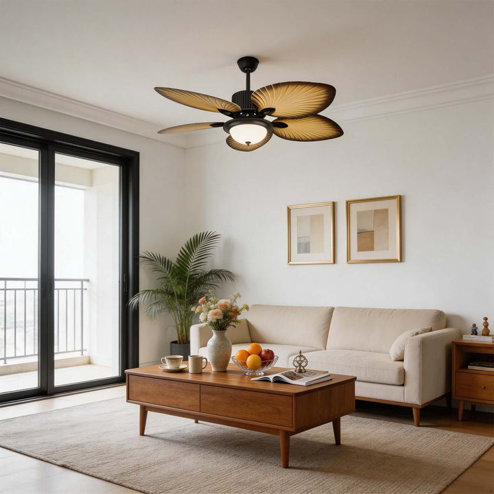 Vyloxis Ceiling Fan Light | French Glass Living Room Light
