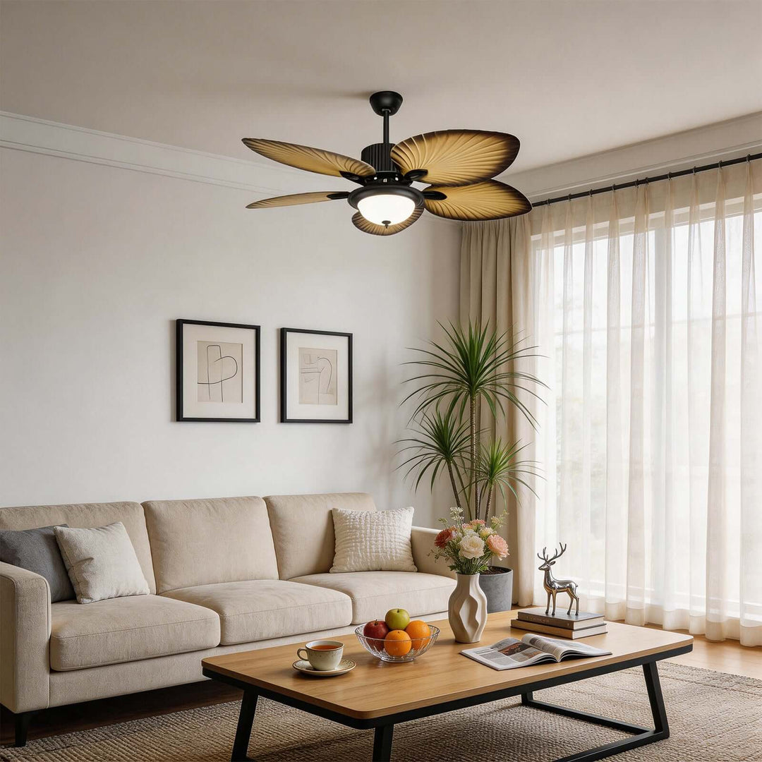 Vyloxis Ceiling Fan Light | French Glass Living Room Light