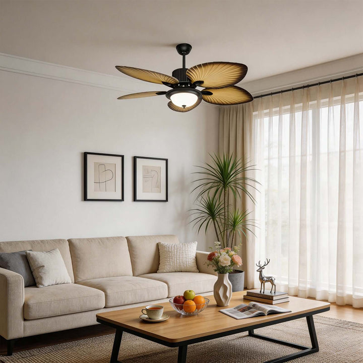 Vyloxis Ceiling Fan Light | French Glass Living Room Light