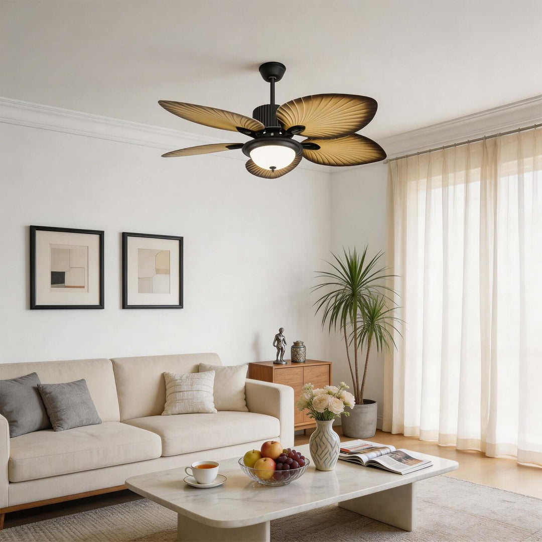 Vyloxis Ceiling Fan Light | French Glass Living Room Light