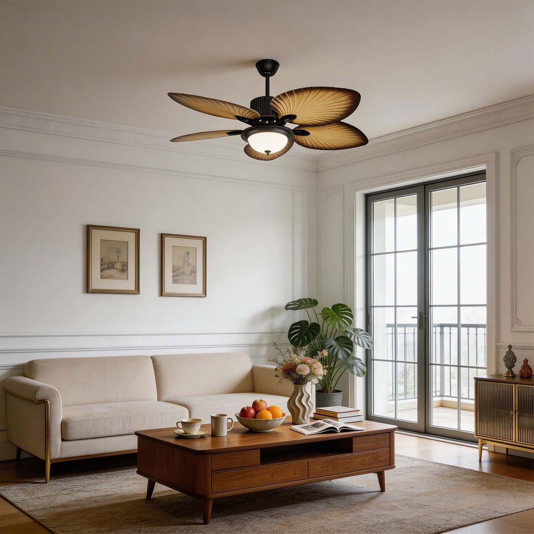 Vyloxis Ceiling Fan Light | French Glass Living Room Light