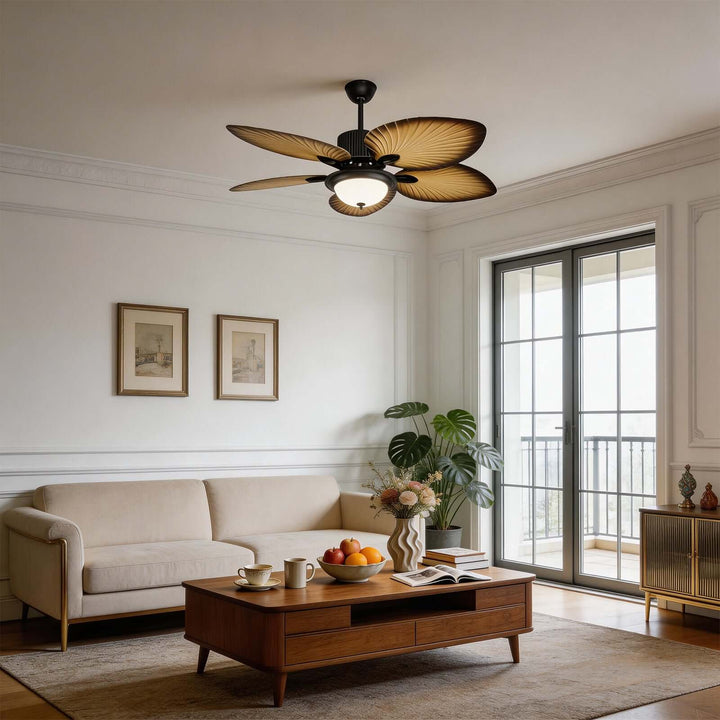 Vyloxis Ceiling Fan Light | French Glass Living Room Light