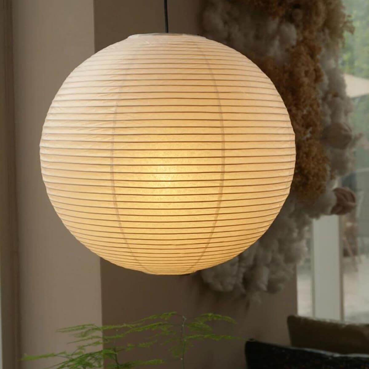 Japanese Washi Paper Globe Pendant Light | Japandi Lantern