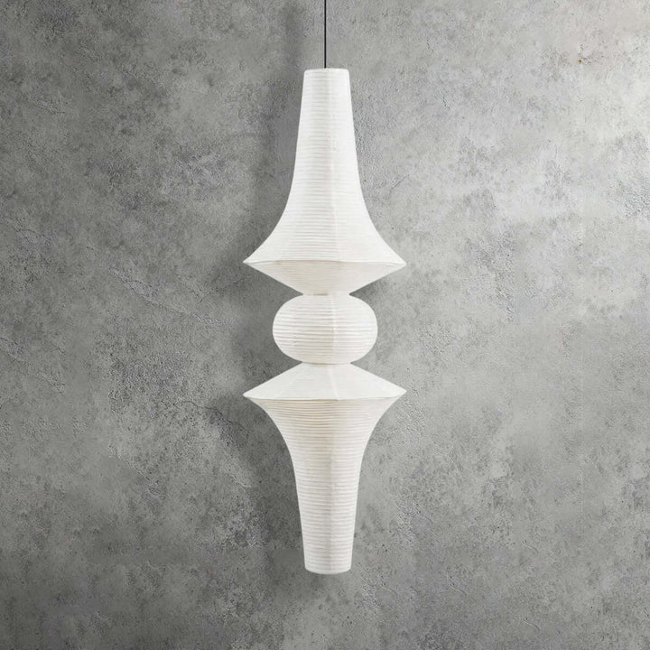 Three Washi paper pendant light designs shown side by side with varied sculptural shade profiles