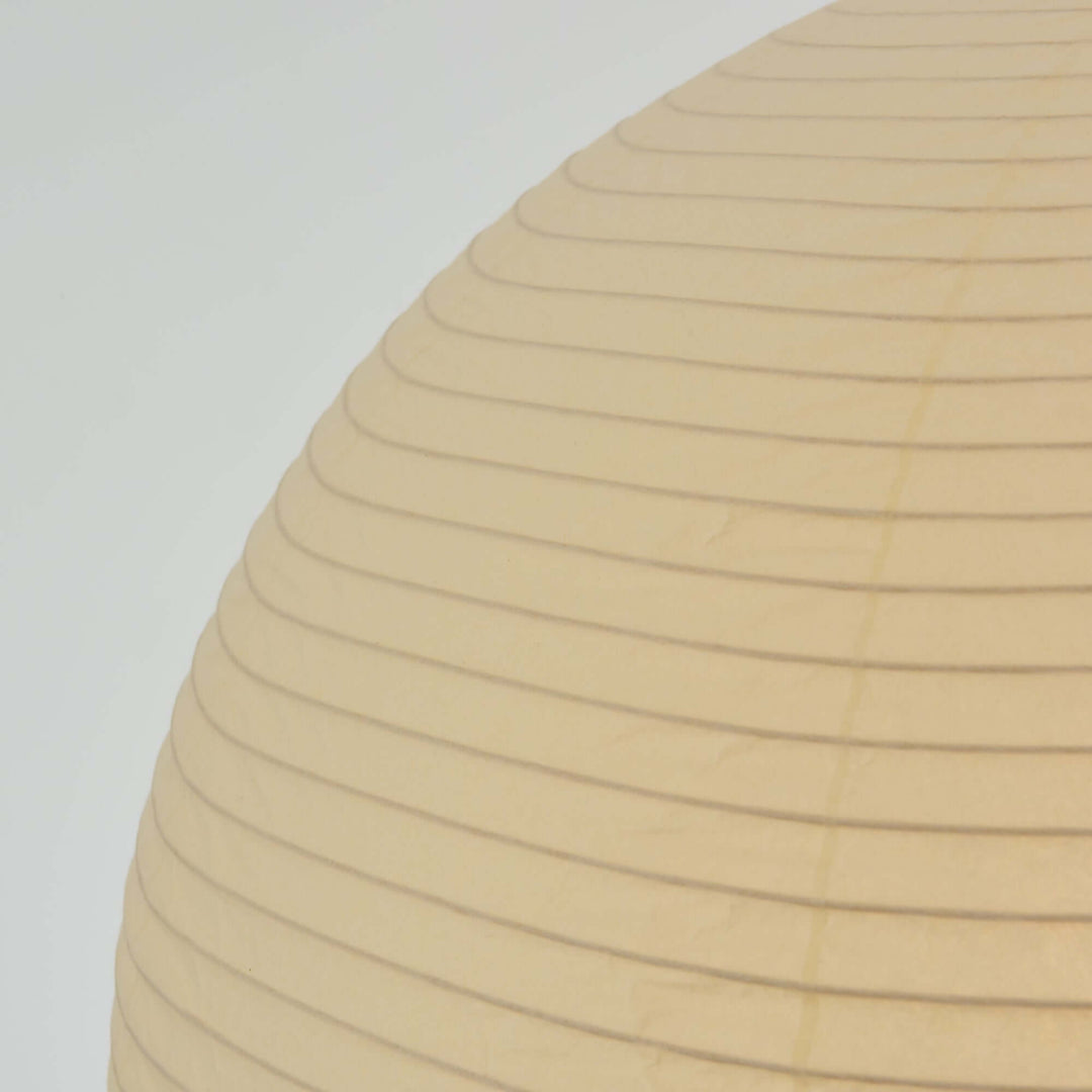 Close-up of the washi paper shade texture and ribbed frame