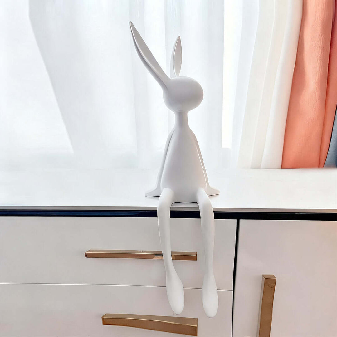 Rabbit Resin Sculpture – Creative Cartoon Rabbit Desktop Ornament
