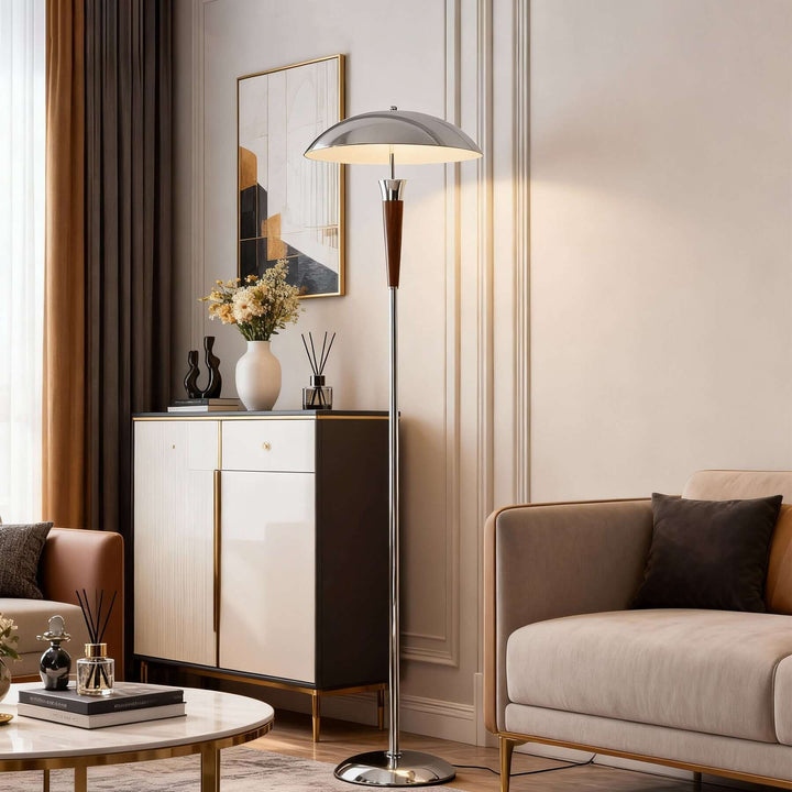 Wivelo Floor Lamp – Tall Chrome Mushroom Metal Lamp