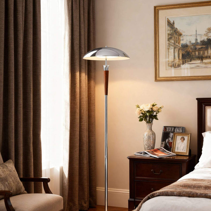 Wivelo Floor Lamp – Tall Chrome Mushroom Metal Lamp