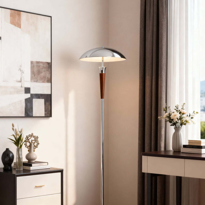 Wivelo Floor Lamp – Tall Chrome Mushroom Metal Lamp