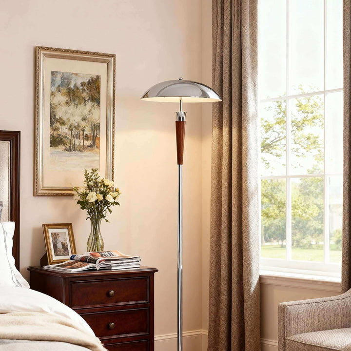 Wivelo Floor Lamp – Tall Chrome Mushroom Metal Lamp