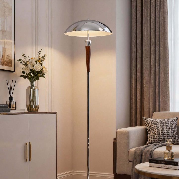 Wivelo Floor Lamp – Tall Chrome Mushroom Metal Lamp