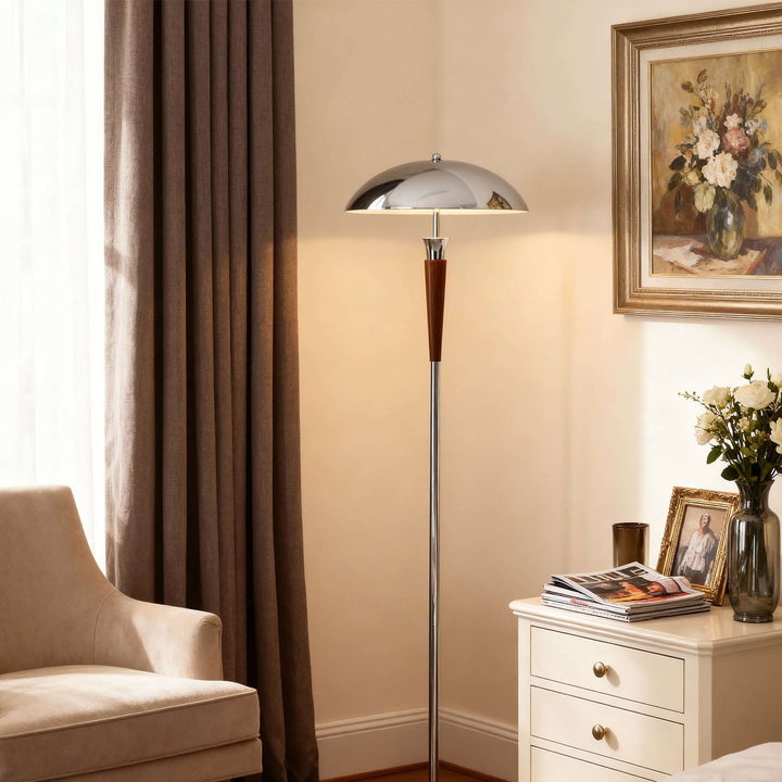 Wivelo Floor Lamp – Tall Chrome Mushroom Metal Lamp