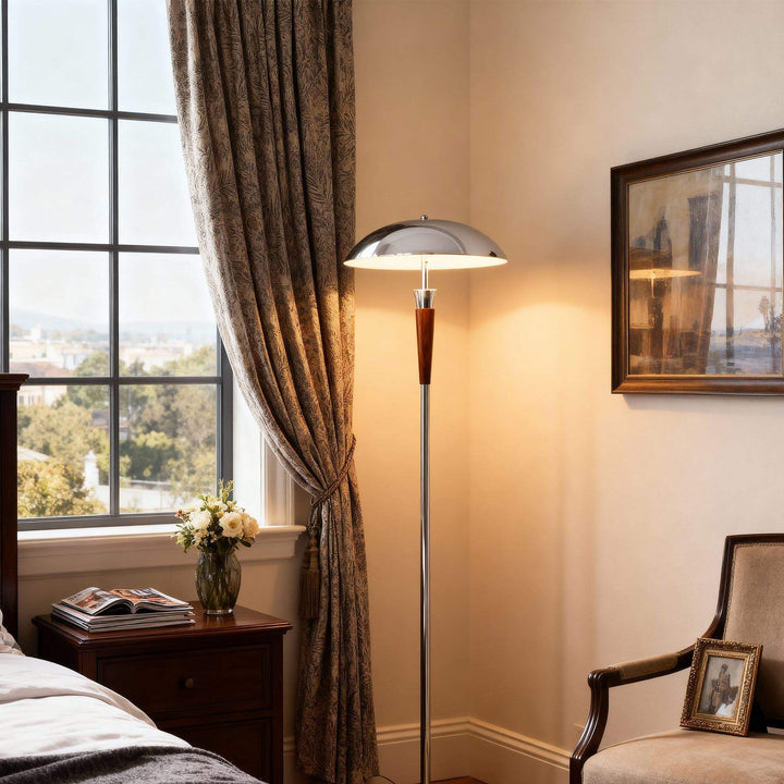 Wivelo Floor Lamp – Tall Chrome Mushroom Metal Lamp