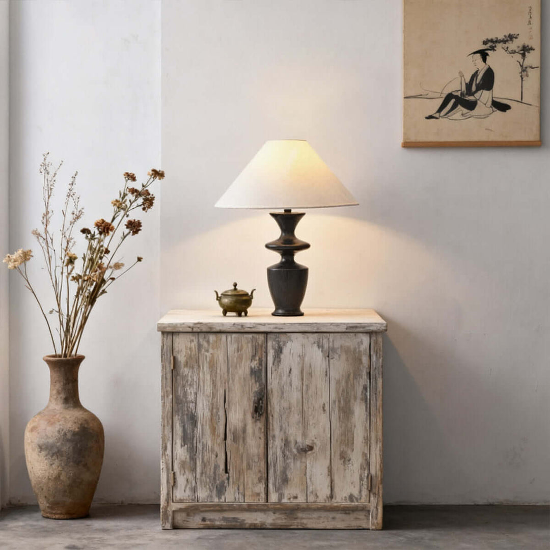 Zoriva Table Lamp – Wabi-Sabi Style Vintage French Wood Decor Light