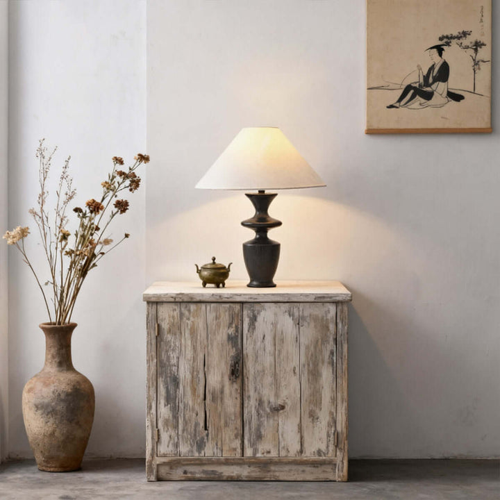 Zoriva Table Lamp – Wabi-Sabi Style Vintage French Wood Decor Light