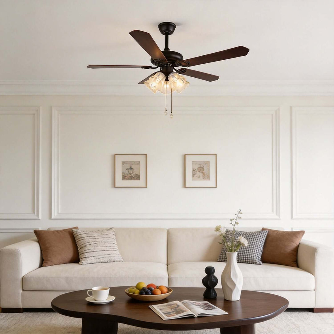 Woxen Ceiling Fan Light | Scandinavian Glass Dining Room