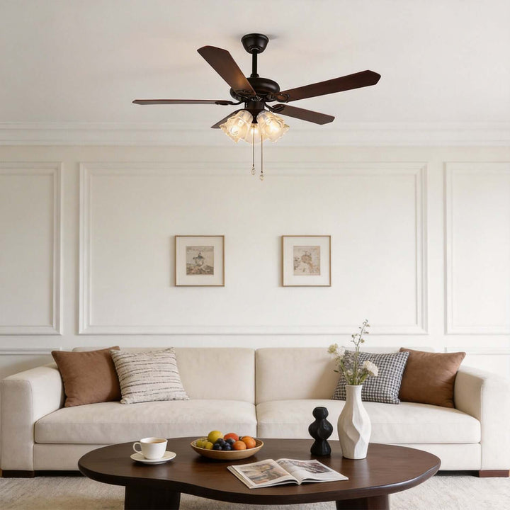 Woxen Ceiling Fan Light | Scandinavian Glass Dining Room