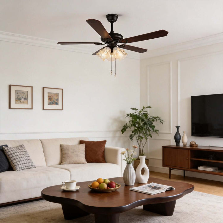 Woxen Ceiling Fan Light | Scandinavian Glass Dining Room