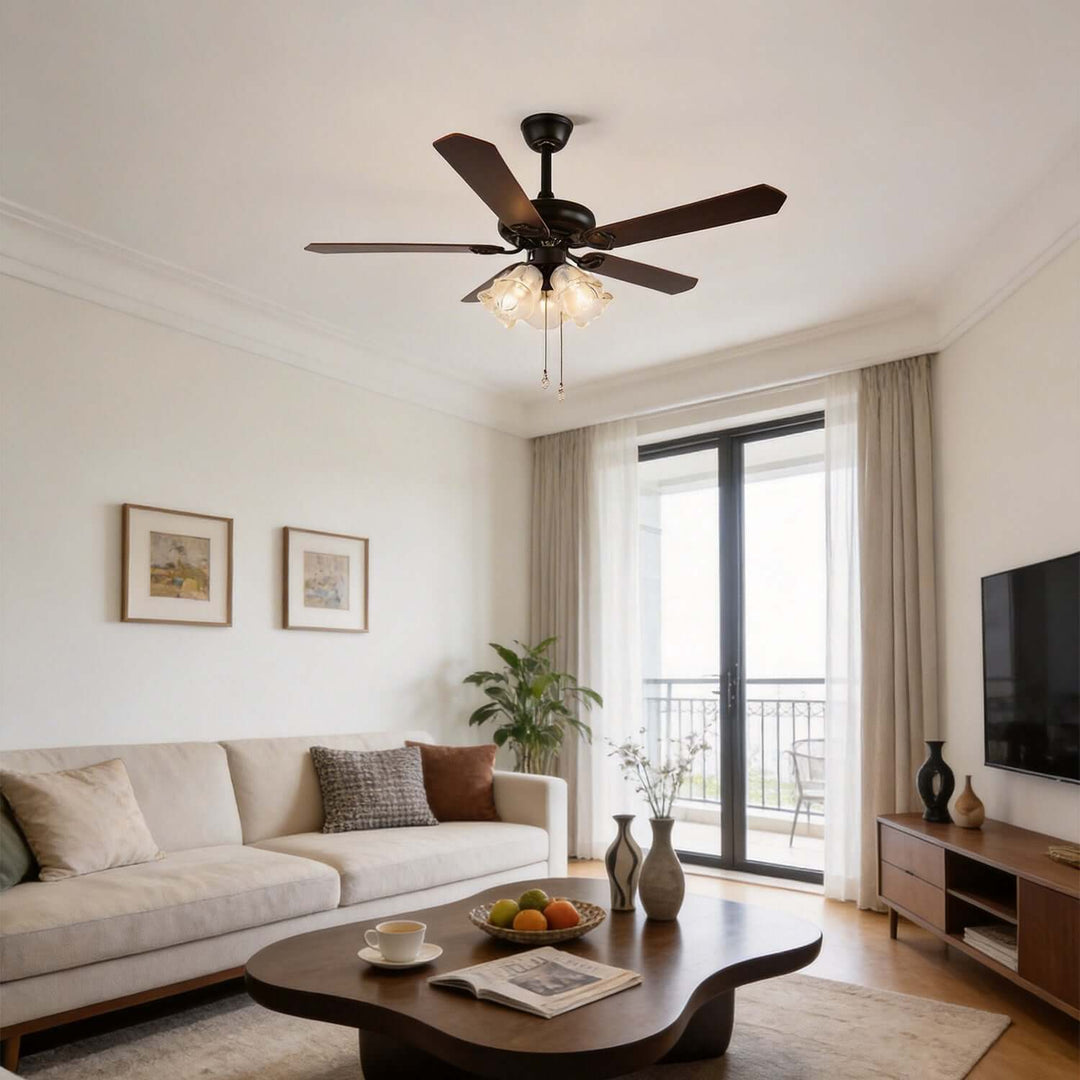 Woxen Ceiling Fan Light | Scandinavian Glass Dining Room