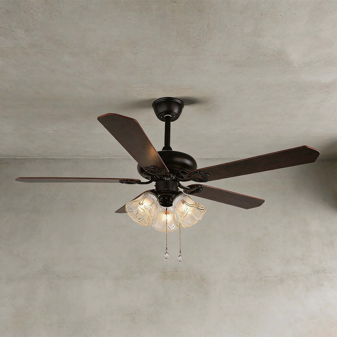 Woxen Ceiling Fan Light | Scandinavian Glass Dining Room