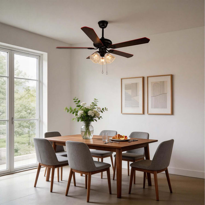 Woxen Ceiling Fan Light | Scandinavian Glass Dining Room