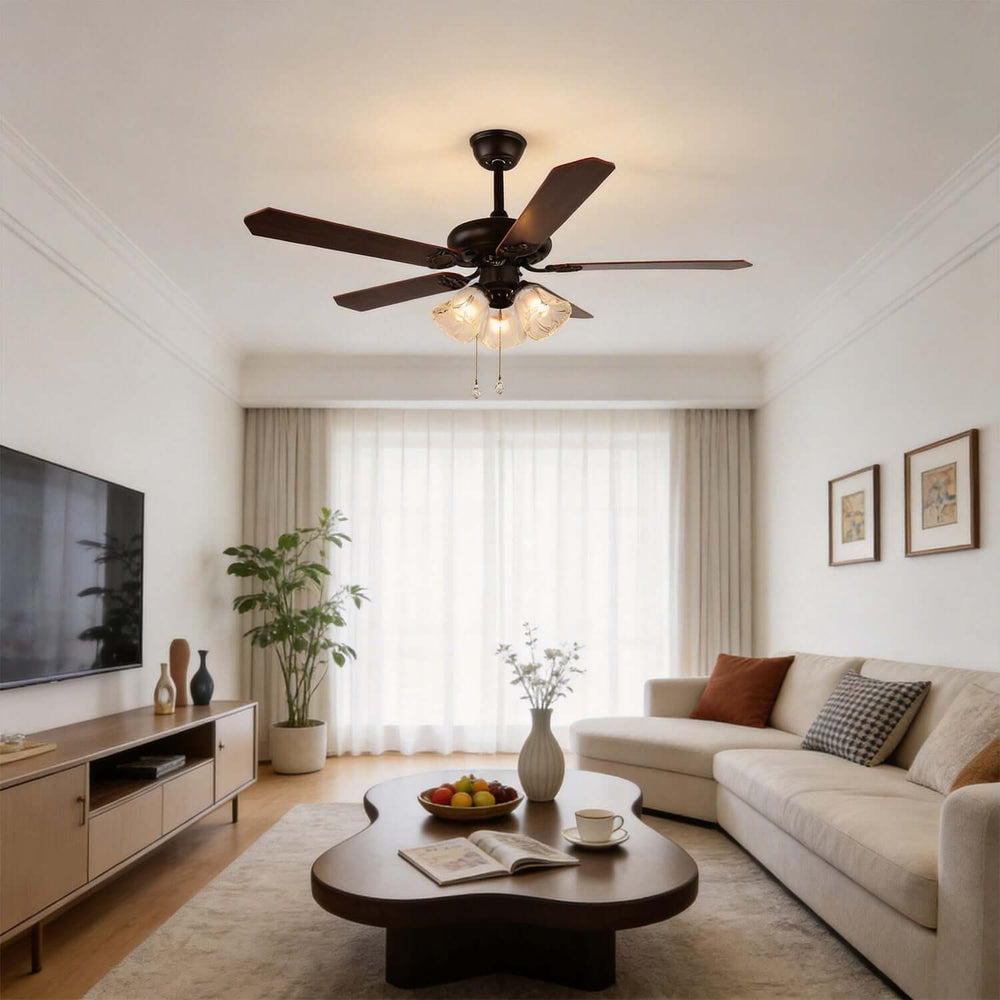 Woxen Ceiling Fan Light | Scandinavian Glass Dining Room