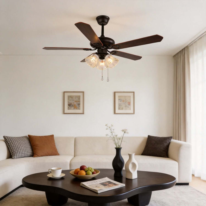 Woxen Ceiling Fan Light | Scandinavian Glass Dining Room