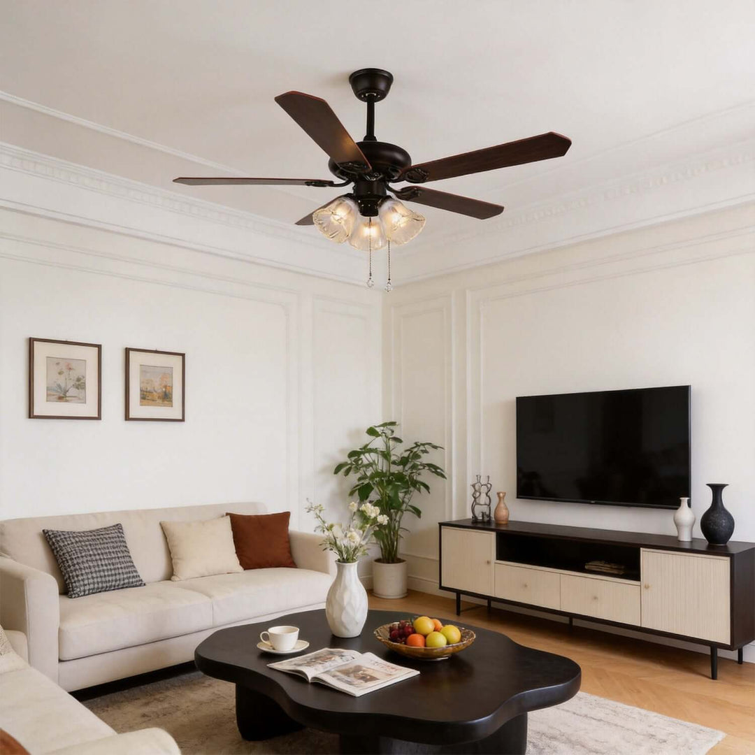Woxen Ceiling Fan Light | Scandinavian Glass Dining Room