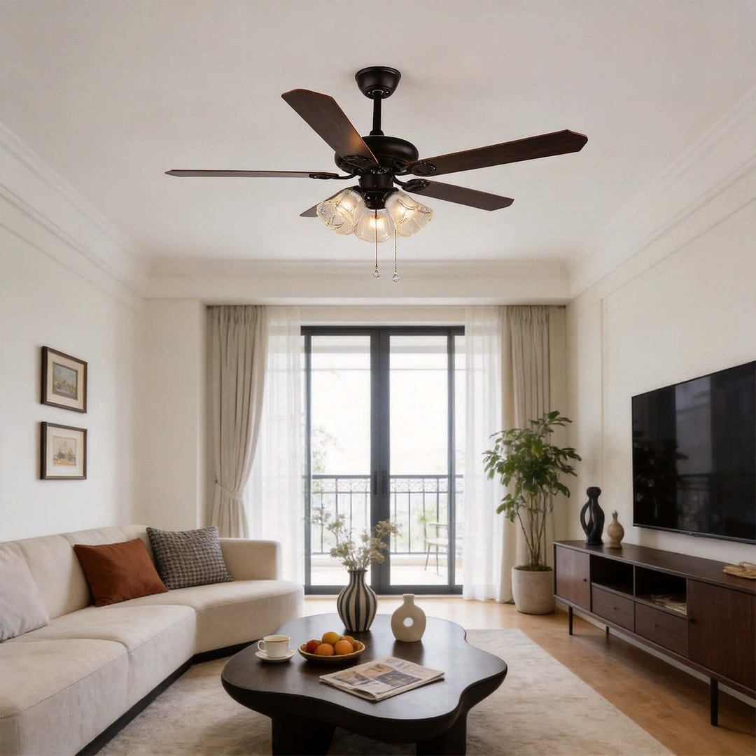 Woxen Ceiling Fan Light | Scandinavian Glass Dining Room