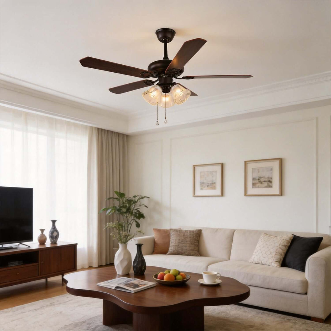 Woxen Ceiling Fan Light | Scandinavian Glass Dining Room