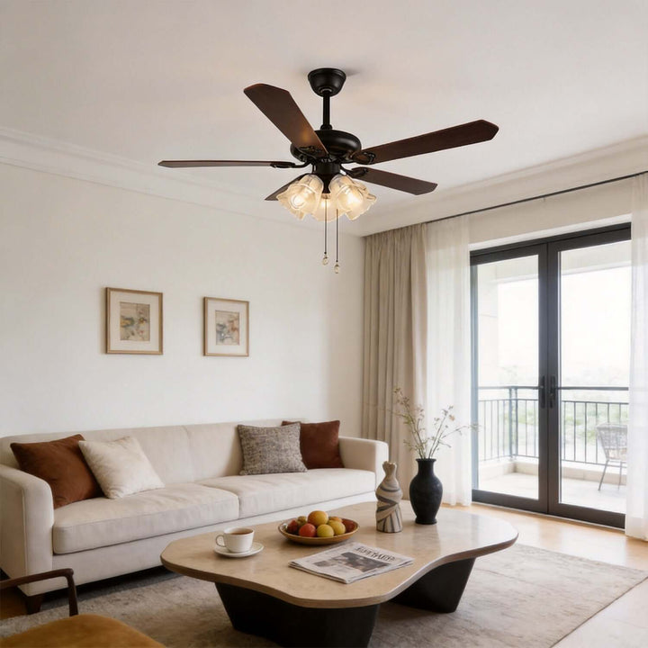 Woxen Ceiling Fan Light | Scandinavian Glass Dining Room