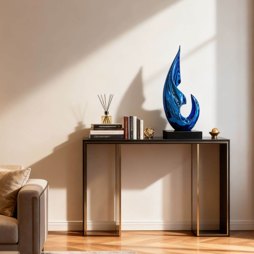Xalvion Art Deco Table Lamp – Unique Blue Flame Light