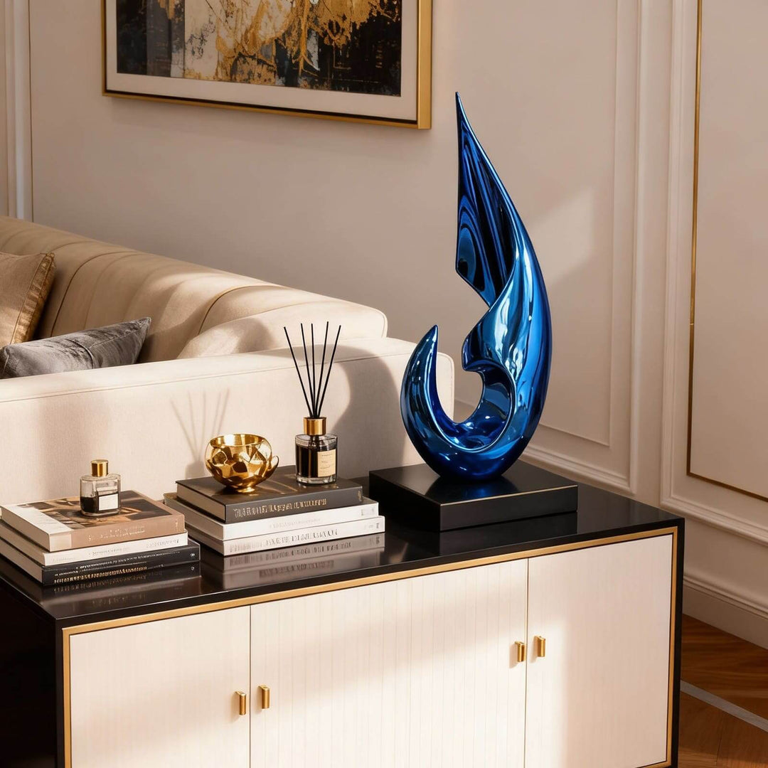 Xalvion Art Deco Table Lamp – Unique Blue Flame Light