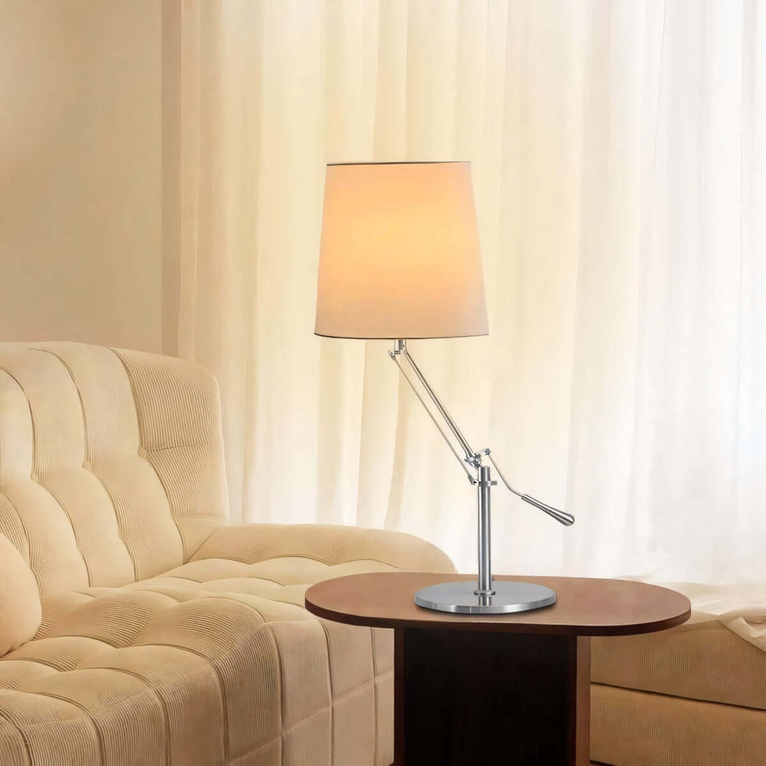 Xindea Table Lamp – Modern Minimalist Swing Arm Fabric Lamp