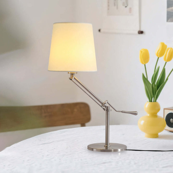 Xindea Table Lamp – Modern Minimalist Swing Arm Fabric Lamp