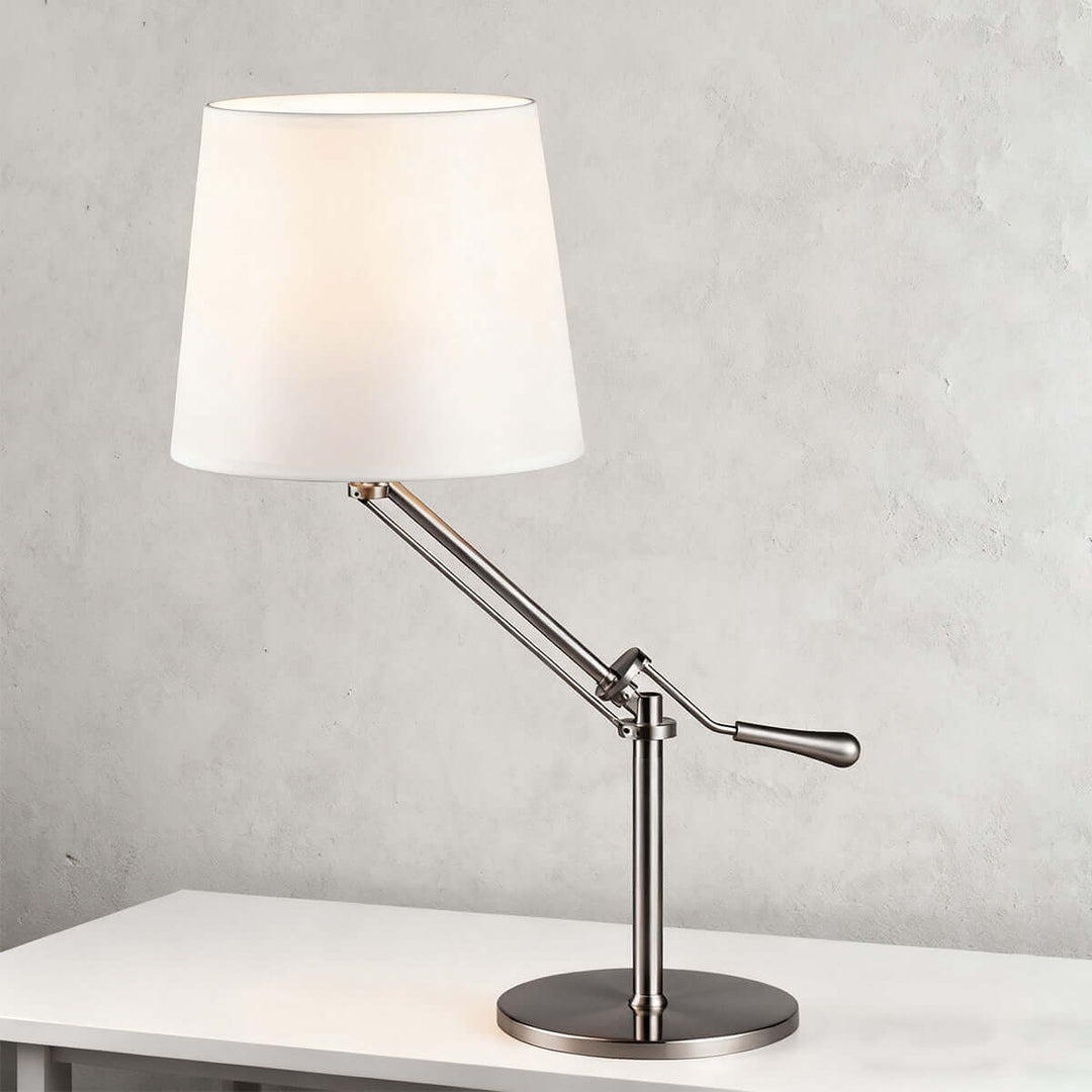 Xindea Table Lamp – Modern Minimalist Swing Arm Fabric Lamp
