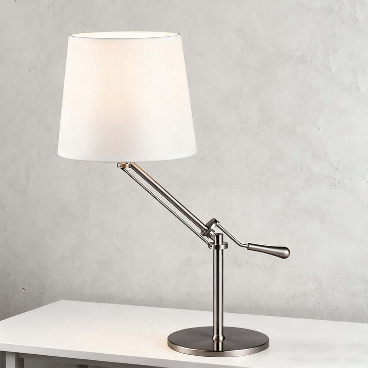 Xindea Table Lamp – Modern Minimalist Swing Arm Fabric Lamp