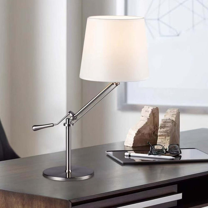 Xindea Table Lamp – Modern Minimalist Swing Arm Fabric Lamp