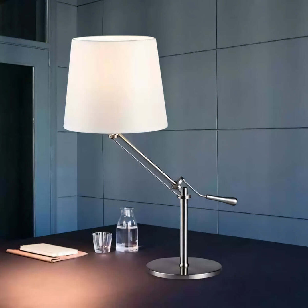Xindea Table Lamp – Modern Minimalist Swing Arm Fabric Lamp