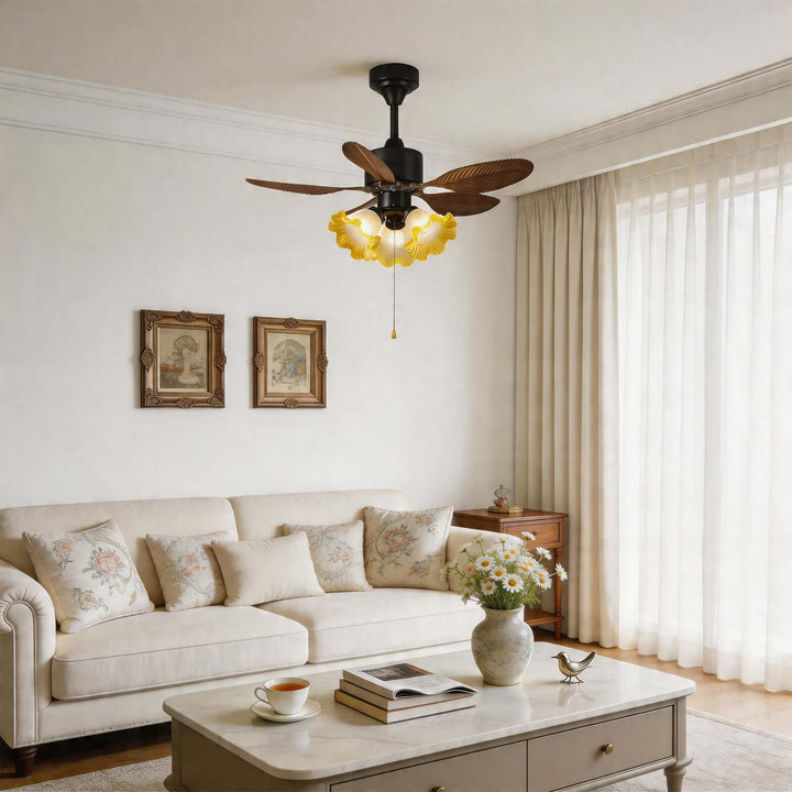Xynoc Ceiling Fan Light A - Vintage Morning Glory Glass Dining Light