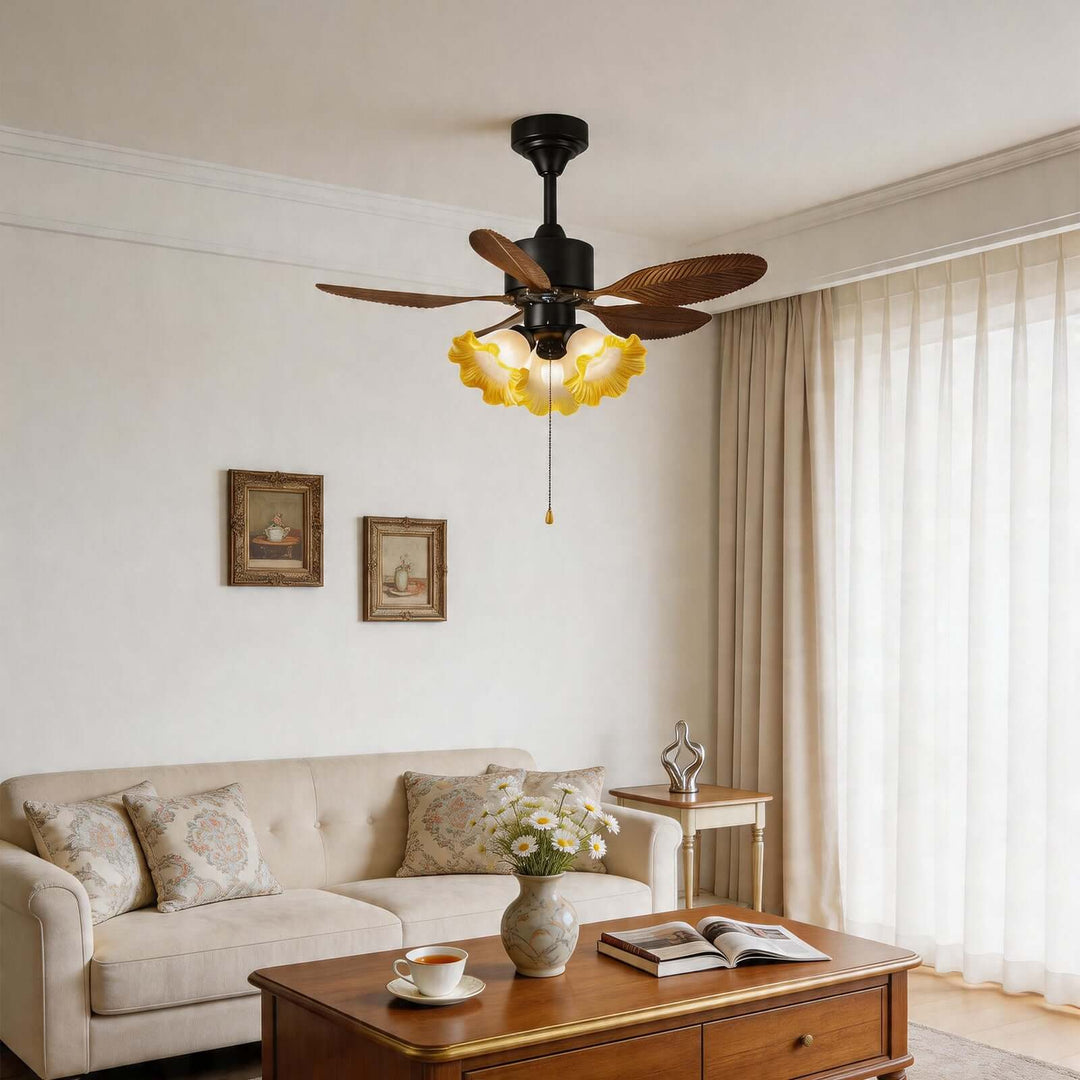 Xynoc Ceiling Fan Light A - Vintage Morning Glory Glass Dining Light