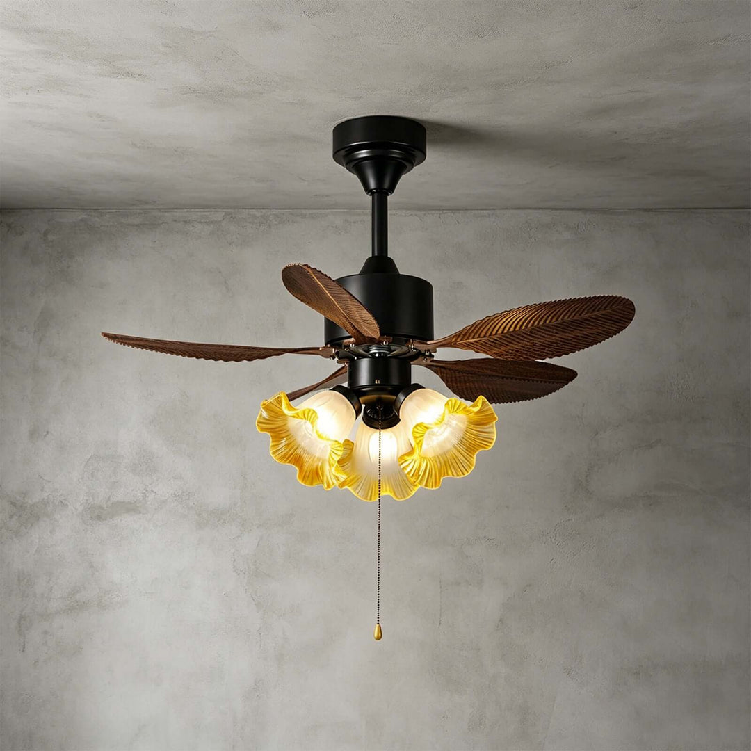 Xynoc Ceiling Fan Light A - Vintage Morning Glory Glass Dining Light