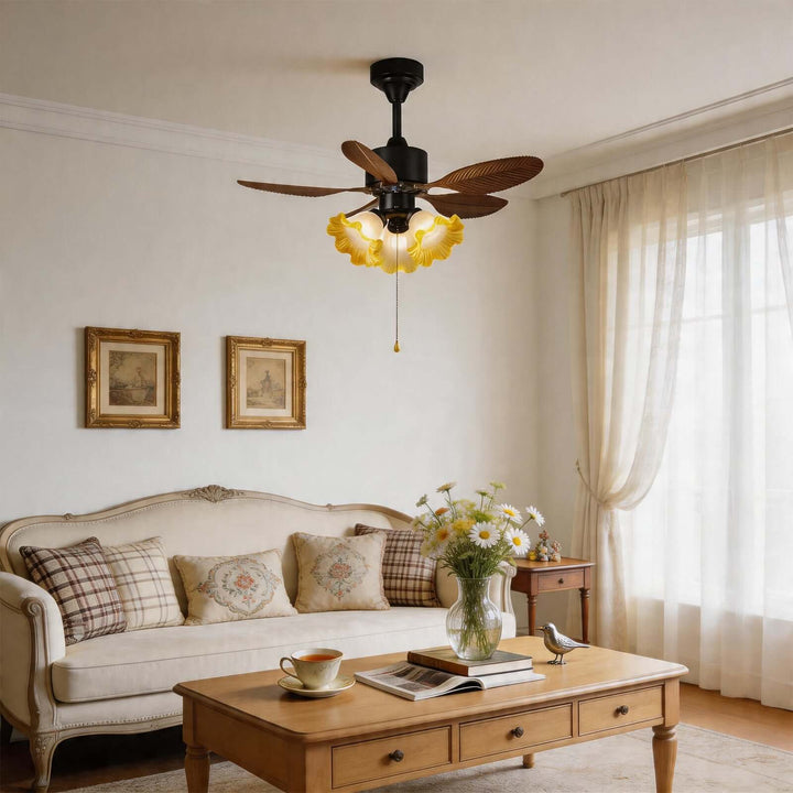 Xynoc Ceiling Fan Light A - Vintage Morning Glory Glass Dining Light