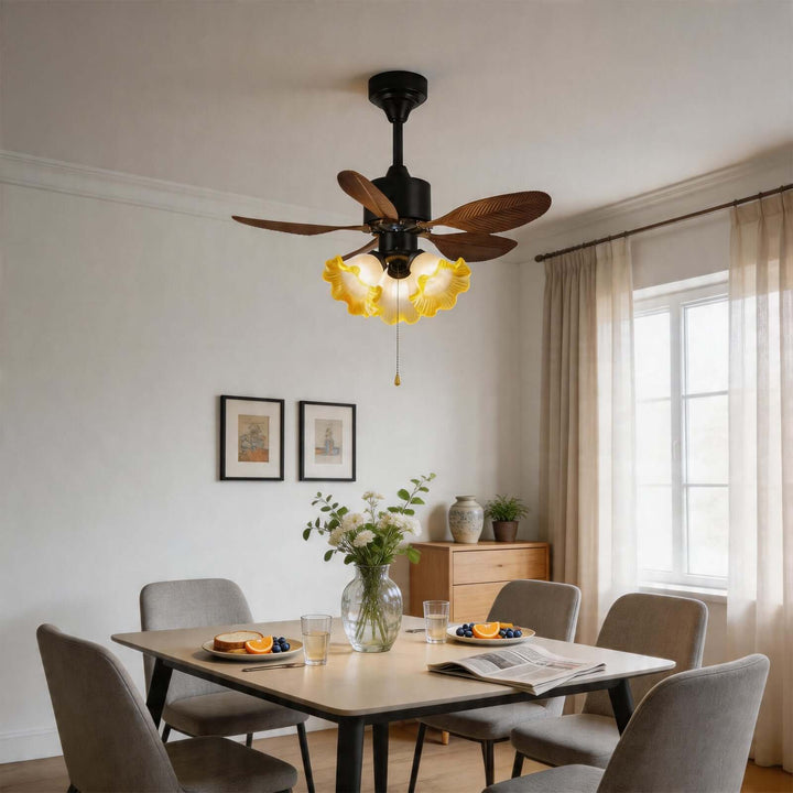 Xynoc Ceiling Fan Light A - Vintage Morning Glory Glass Dining Light