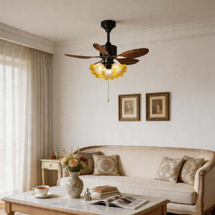 Xynoc Ceiling Fan Light A - Vintage Morning Glory Glass Dining Light