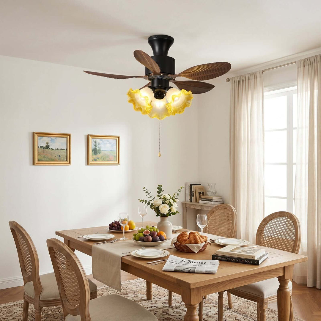 Xynoc Ceiling Fan Light B | Vintage Morning Glory Dining Light
