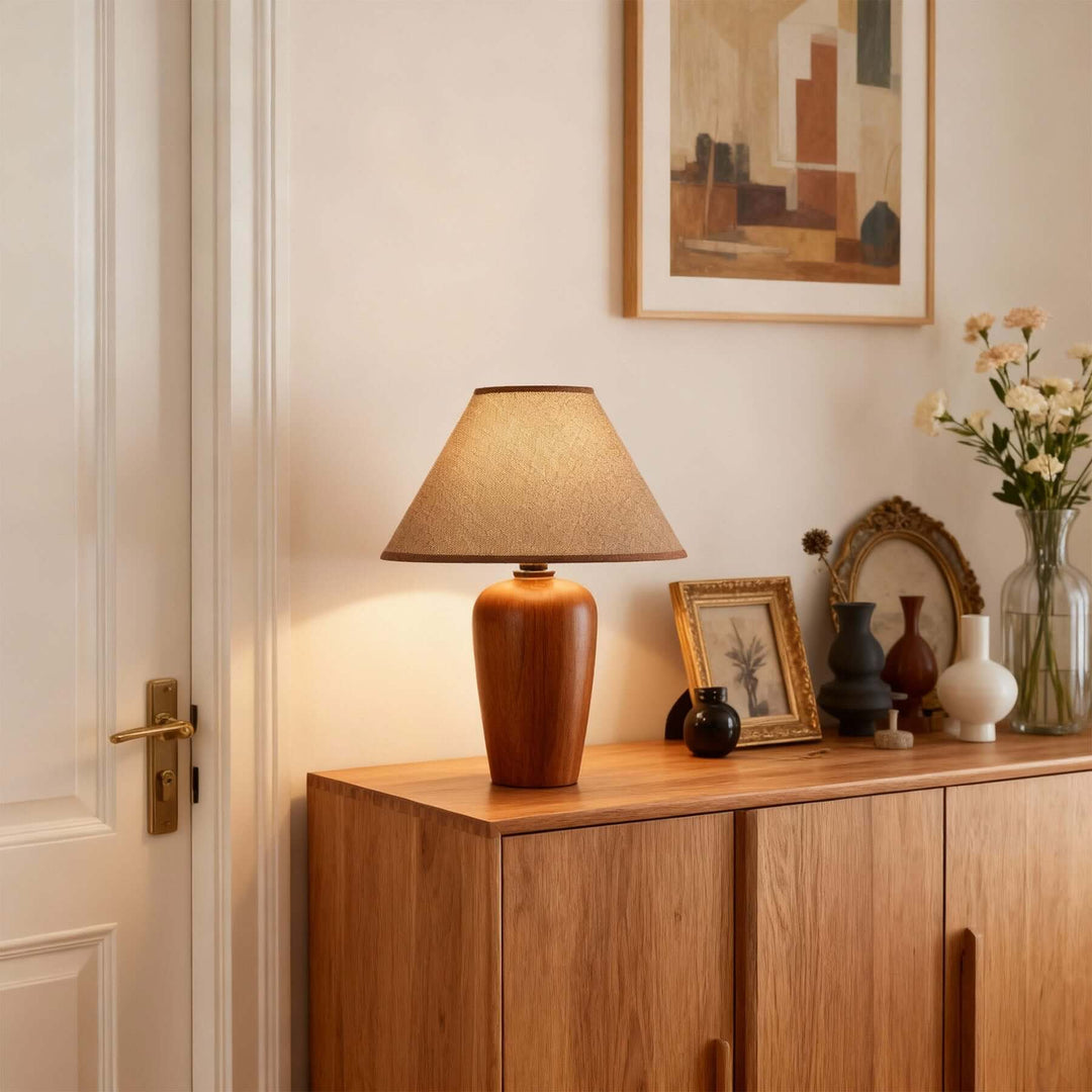 Zalvi Fabric Table Lamp – Wabi-Sabi Vintage Entryway Light